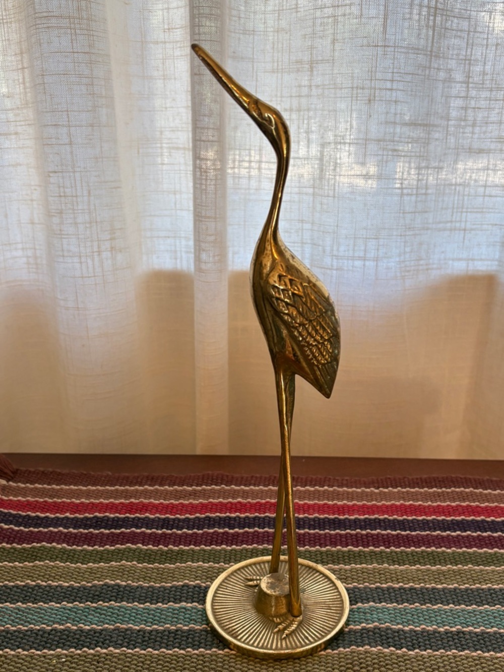 Brass Crane Figurine Decorative Sculpture - Gold